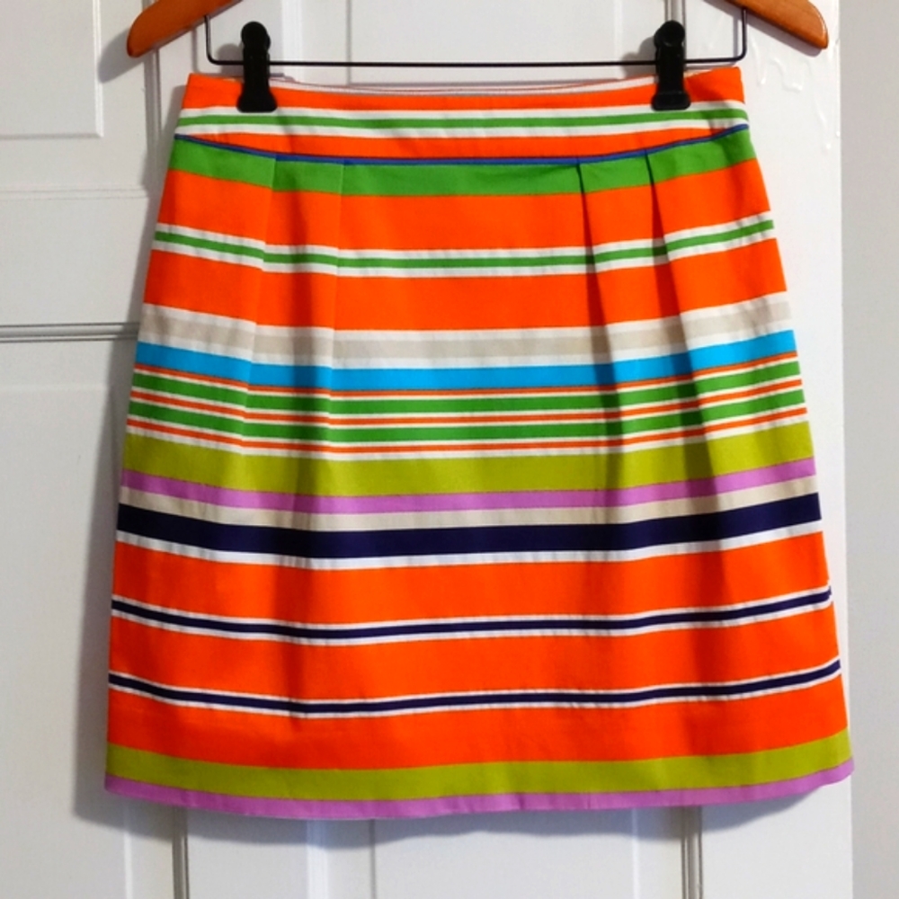 kate spade Bright Orange Multi-Stripe Cotton Skirt
